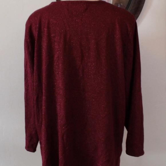 Bob Mackie Wearable Art Maroon Sparkle Knit Sweater - Picture 3 of 5